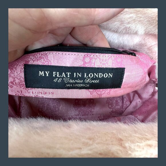 My Flat In London Scottie Purse Pink Faux Fur Pink Handbag Chain Straps Y2K Boho - Picture 4 of 10